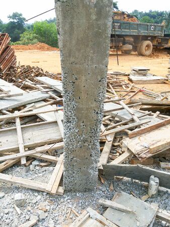 View of unorganised construction site during housing development.の写真素材