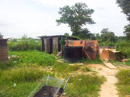 View of unorganised construction site during housing development.の写真素材