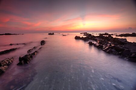 Scenic view of amazing tropical beach. Nature composition and vibrant colors.の写真素材