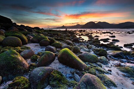 Scenic view of amazing tropical beach. Nature composition and vibrant colors.の写真素材