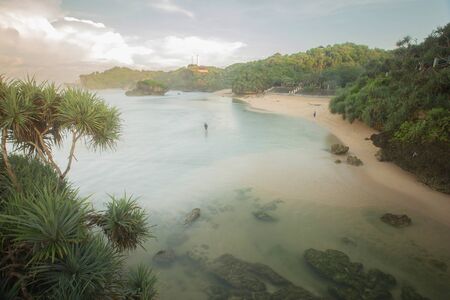Scenic view of amazing tropical beach. Nature composition and vibrant colors.の写真素材