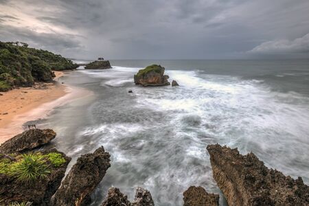 Scenic view of amazing tropical beach. Nature composition and vibrant colors.の写真素材