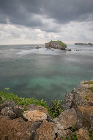 Scenic view of amazing tropical beach. Nature composition and vibrant colors.の写真素材