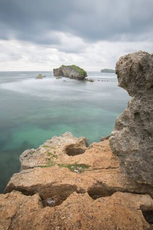 Scenic view of amazing tropical beach. Nature composition and vibrant colors.の写真素材