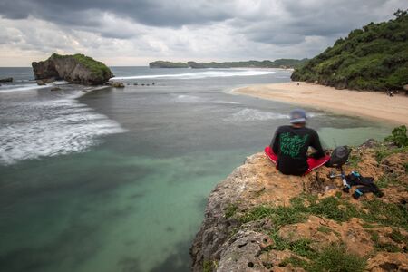 Scenic view of amazing tropical beach. Nature composition and vibrant colors.