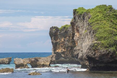 Scenic view of amazing tropical beach. Nature composition and vibrant colors.の写真素材
