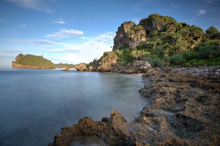 Scenic view of amazing tropical beach. Nature composition and vibrant colors.の写真素材