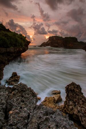 Scenic view of amazing tropical beach. Nature composition and vibrant colors.の写真素材