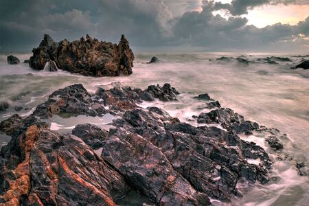 Scenic view of amazing tropical beach. Nature composition and vibrant colors.の写真素材