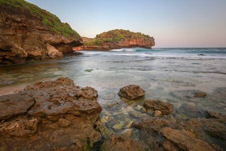Scenic view of amazing tropical beach. Nature composition and vibrant colors.の写真素材