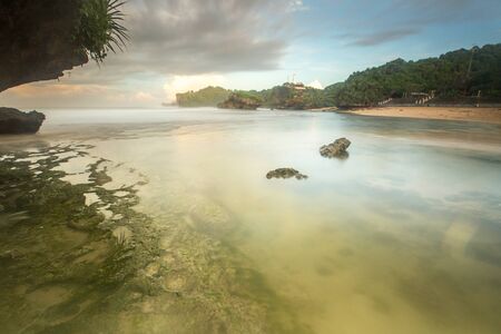 Scenic view of amazing tropical beach. Nature composition and vibrant colors.の写真素材