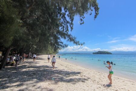 Scenic view of amazing tropical beach. Nature composition and vibrant colors.の写真素材