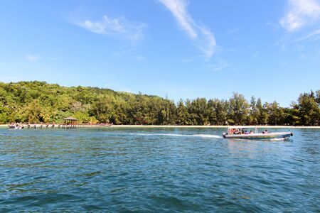 Scenic view of amazing tropical beach. Nature composition and vibrant colors.の写真素材