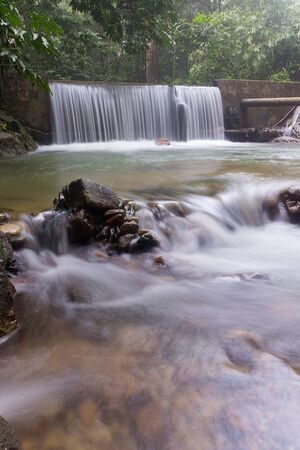 Waterfall/stream in a deep rain forest.の写真素材