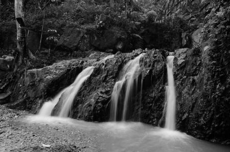 Waterfall/stream in a deep rain forest.の写真素材
