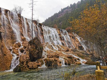Waterfall scenery in North of China. Tourist spot attraction.の写真素材
