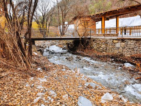 Waterfall scenery in North of China. Tourist spot attraction.の写真素材