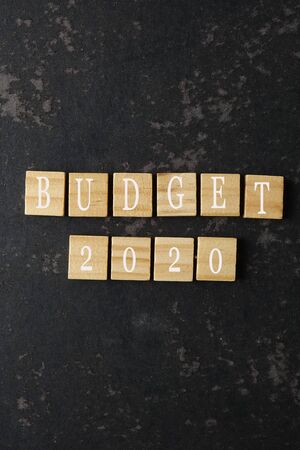 Budget 2020 on a wooden blocks. Business concept.Vertical shotの写真素材