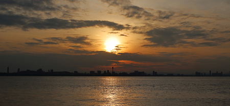 Panoramic view of Pattaya at sunsetの写真素材