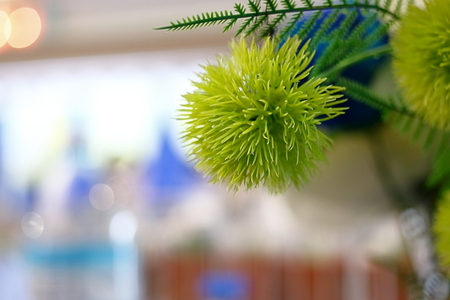 Selective focus and shallow depth of field. Vintage tone of artificial colorful flowers backgroundの写真素材