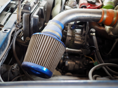 Detail of air filter under the car hood.の写真素材