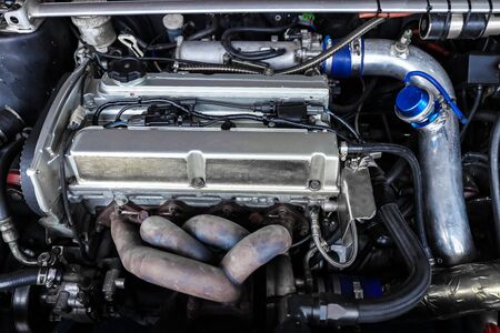 Details of car engine. Maintenance car. Selective focus and shollow of field.の写真素材