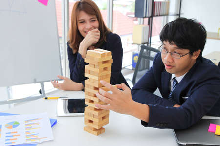 Group of Asian business people having fun together in workplace of office.の写真素材