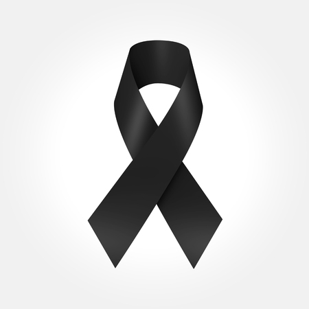 Black awareness ribbon isolate on backgroundの写真素材