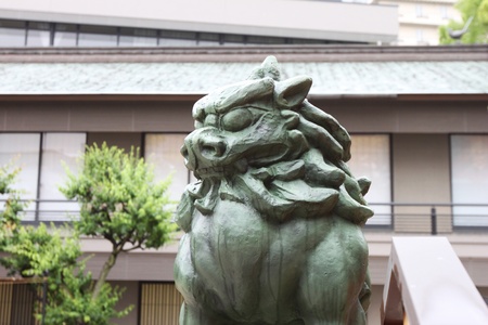 Japanese style stone lionの写真素材