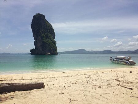 amazing beaches of Thailnad, Krabi. Stunning view of Railay Beach. Blue sea and sky. vacation in Thailand tourism concept. Koh Podaの写真素材