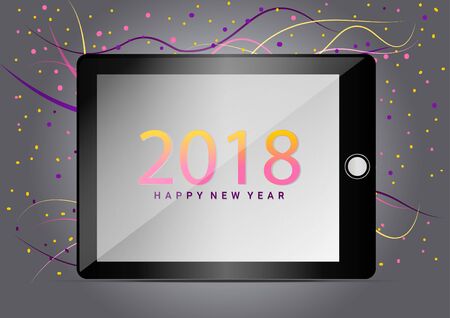 Abstract background graphic glow Happy New Year 2018 idea design.のイラスト素材