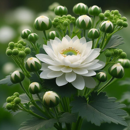 Beautiful white chrysanthemum flower in the garden.の写真素材