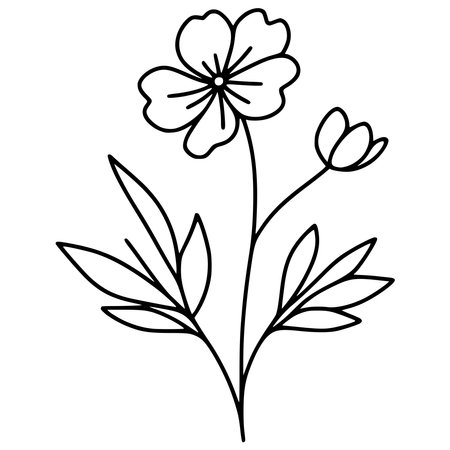 cute flower and leafs decorative icon vector illustration design vector illustration designのイラスト素材
