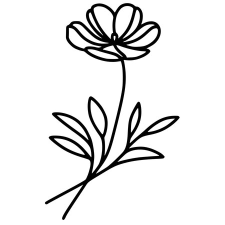 cute flower with branch and leafs isolated icon vector illustration designのイラスト素材