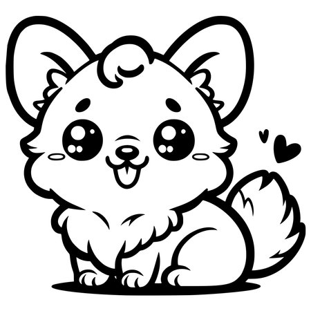 Cute Chihuahua - Black and White Cartoon Illustration, Vectorのイラスト素材