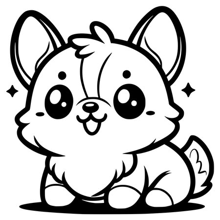 Black and White Cartoon Illustration of Cute Little Dog Animal Character for Coloring Bookのイラスト素材
