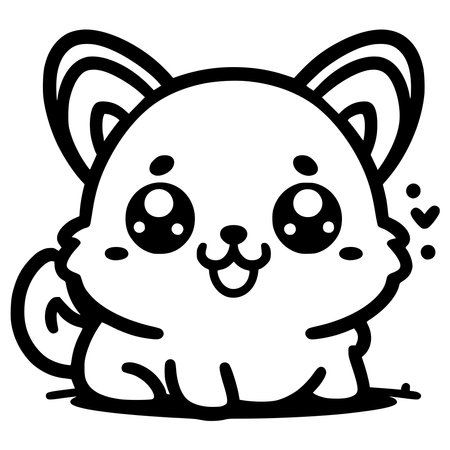 cute cat cartoon kawaii vector illustration hand drawing line artのイラスト素材