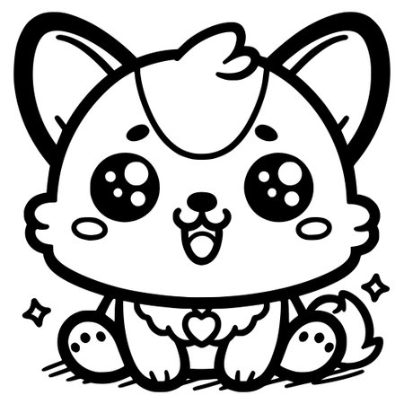 Black and White Cartoon Illustration of Cute Baby Cat Animal Character for Coloring Bookのイラスト素材
