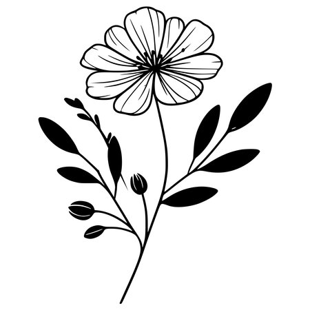 cute flower with branch and leafs isolated icon vector illustration designのイラスト素材