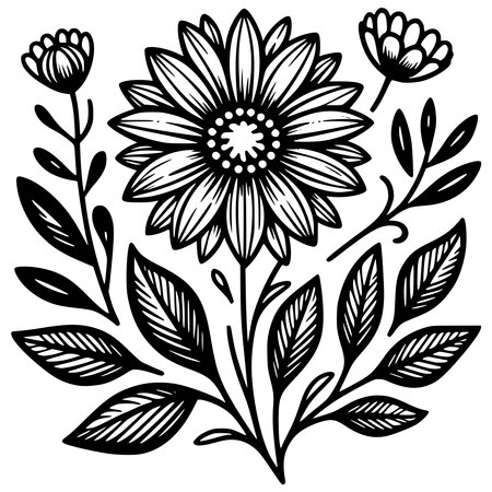 Black and white floral pattern. Vector illustration for coloring book or page.のイラスト素材