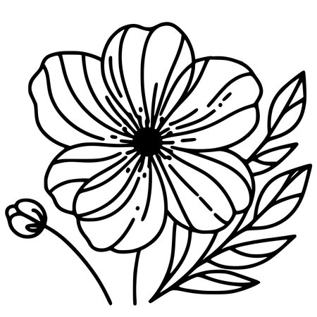 Flower. Black and white illustration for coloring book for adults.のイラスト素材