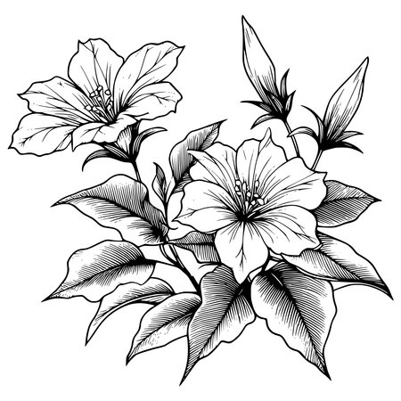 Bouquet of flowers in black and white. Vector illustration.のイラスト素材