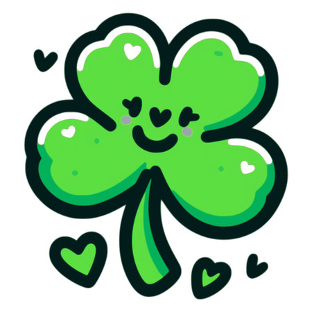Green clover with hearts, St. Patrick's Day vector illustration