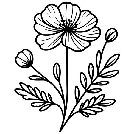 cute flower with branch and leafs isolated icon vector illustration designのイラスト素材