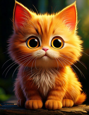 Cute red kitten with big eyes. Portrait of a cat.の素材