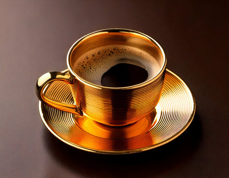 Cup of coffee on a dark background. Close-up.の素材