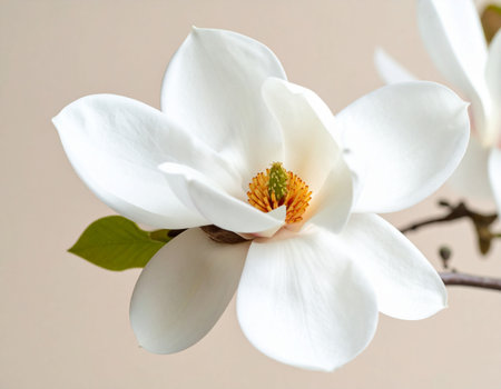 Magnolia flower on a white background, close-up, macroの素材