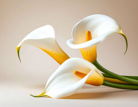 Beautiful calla lily flowers isolated on a white background.の素材