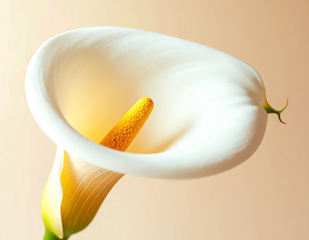 White calla lily on a beige background, close upの素材