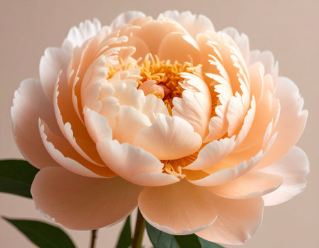 Peony flower close-up. Beautiful peony flower on a light background.の素材